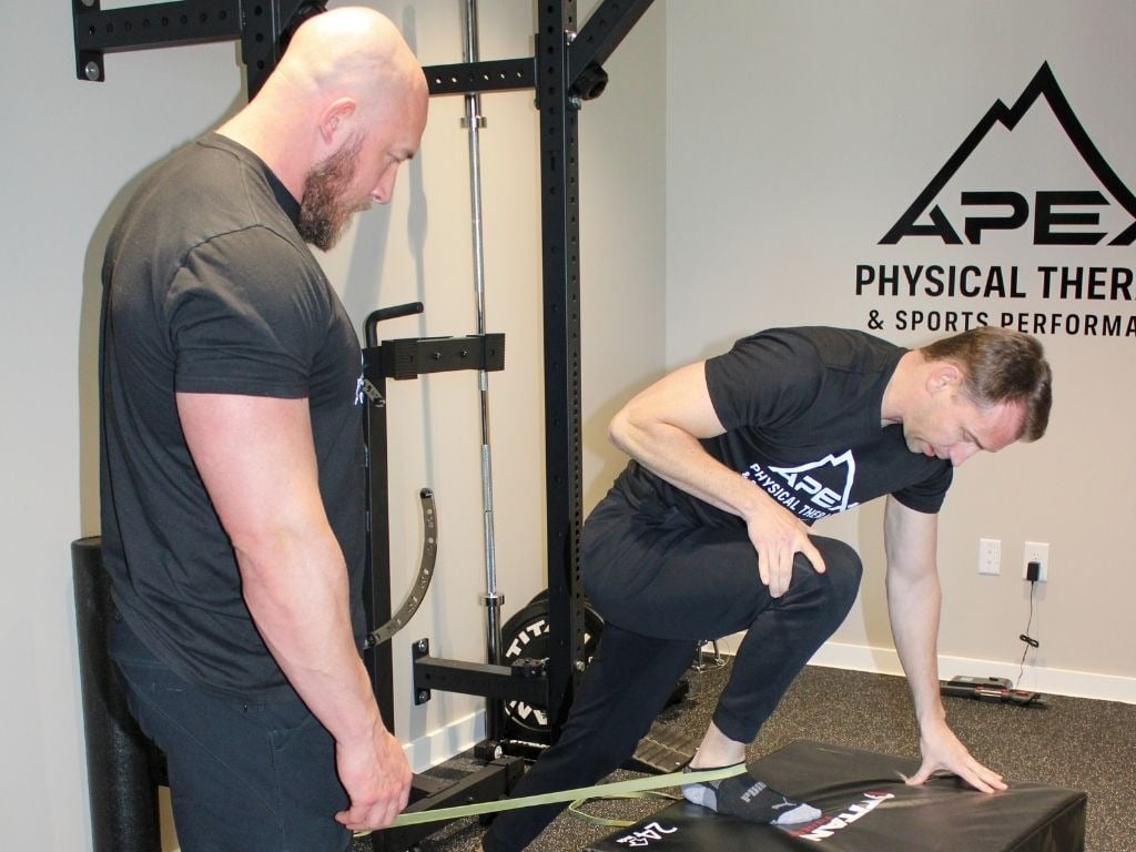 Physical Therapists from Apex Physical Therapy demonstrate movement.